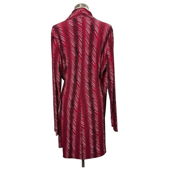 NORMA KAMALI Red Micro Striped Faux Wrap Dress size XXL - Picture 5 of 10